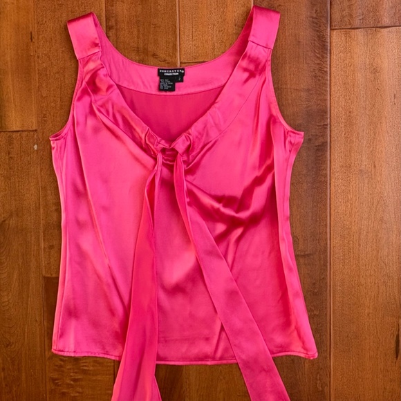 Doncaster Collection 100% Silk Tie-Front Blouse Size 2 Pink - Picture 5 of 10